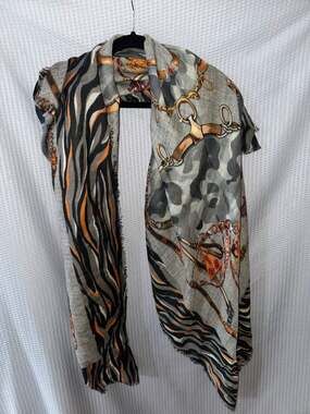 Randi & Will Pulvermacher Fashion Wool and Silk Equestrian Chain Print Scarf